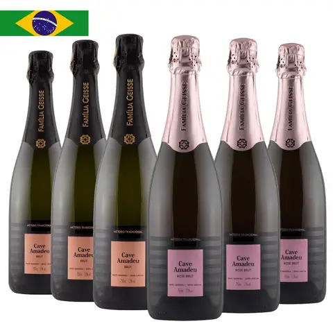 Kit 6 Garrafas Espumantes Cave Amadeu Branco + Rosé