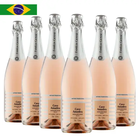 Kit 6 Garrafas Espumantes Cave Amadeu Moscato Demi-sec Rosé 750ml