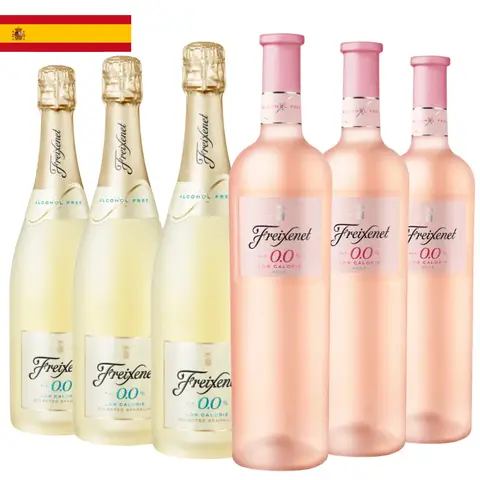 Kit 6 Garrafas Vinho Rosé e Espumante Freixenet Sem Álcool 750ml