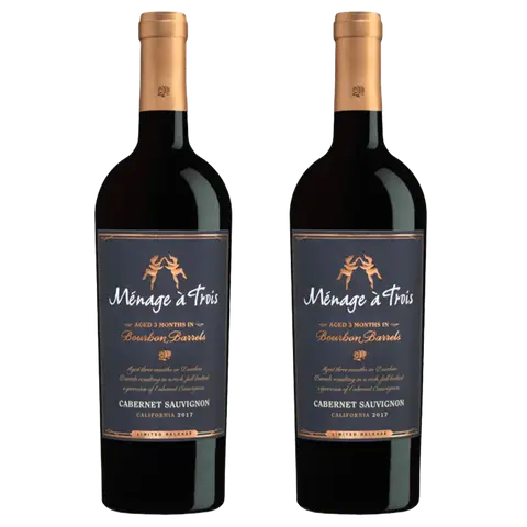 Kit 2 Garrafas Vinho Tinto Menage a Trois Bourbon Barrels Cabernet Sauvignon 750ml