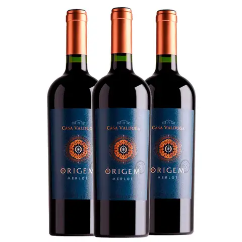 Kit 3 Garrafas Vinho Tinto Origem Merlot 750ml