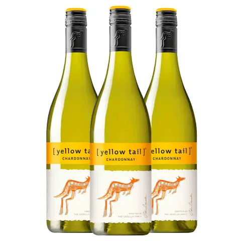 Kit 3 Garrafas Vinho Branco Yellow Tail Chardonnay 750ml