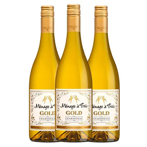 Kit 3 Garrafas Vinho Branco Menage a Trois Gold Chardonnay 750ml