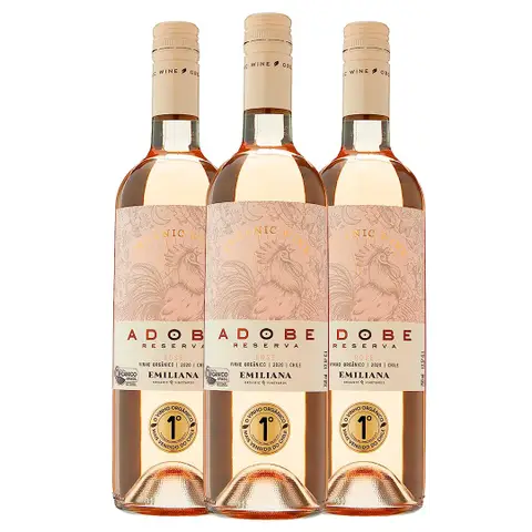 Kit 3 Garrafas Vinho Rosé Adobe Reserva Rosé Orgânico 750ml